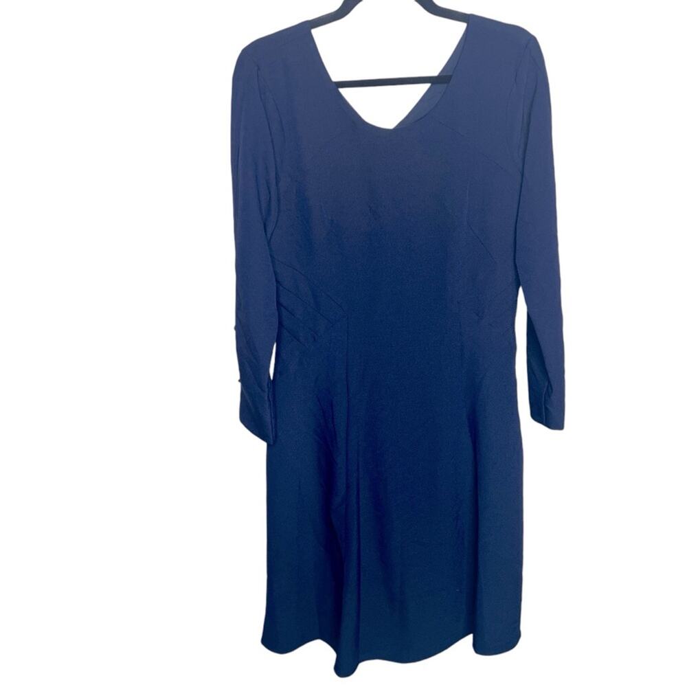TAHARI ASL 6 A-Line Dress Navy Button Cuff